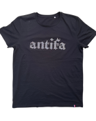 T-shirt « antifa » strass de verre (rhinestone), fait main