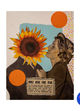 Collage original n°2 — Vivez deux fois plus, Pièce unique 10,5 × 14 cm