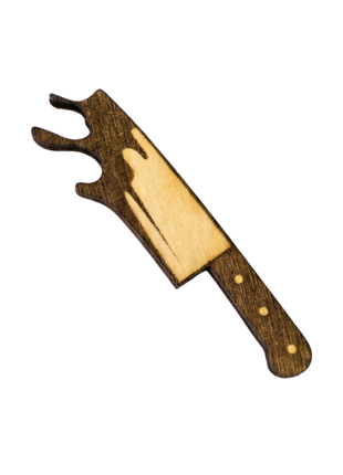 Broche en bois « Couteau ensanglanté »