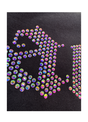 T-shirt « antifa » strass de verre (rhinestone), fait main