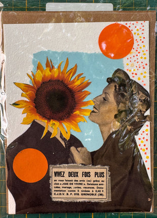 Collage original n°2 — Vivez deux fois plus, Pièce unique 10,5 × 14 cm