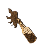 Broche en bois « Cocktail Molotov » - gravée & découpée