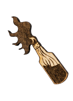 Broche en bois « Cocktail Molotov » - gravée & découpée