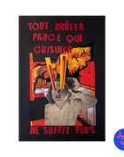 Collage original n°5 — Cuisiner ne suffit plus, Pièce unique A4 sur papier noir