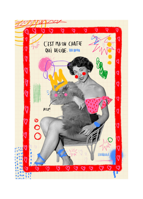 C'est ma·on chat·te qui décide — Carte postale & affiche féministe