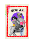Vieux chat à fille - Carte postale & affiche féministe
