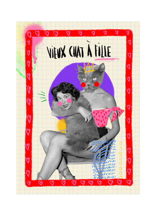 Vieux chat à fille - Carte postale & affiche féministe