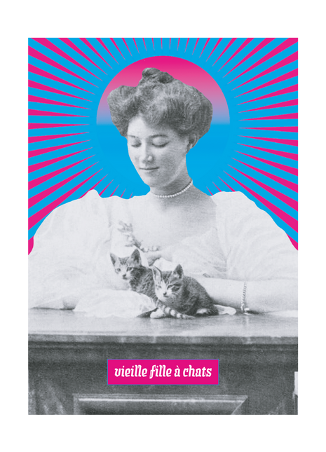 Vieille fille à chat
