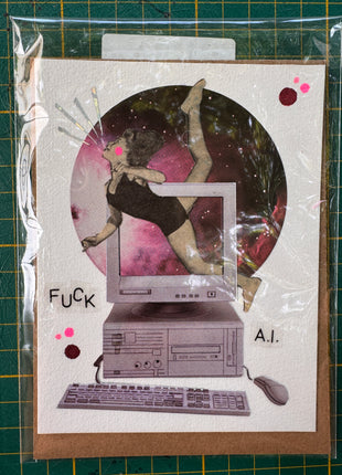 Collage original n°3 — Fuck A.I. , Pièce unique 10,5 × 14 cm