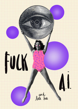Fuck AI and Tech Bros — Carte postale & affiche antitech