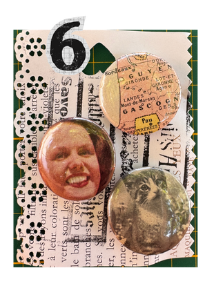 Savoirs Arrachés — Lot de 3 badges upcyclés de vieux livres (32 mm)