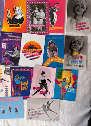 Lot 5 cartes postales A6 panaché — Pack féministe à prix doux Destockage