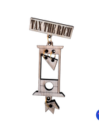 Broche en bois Tax the rich — guillotine gravée