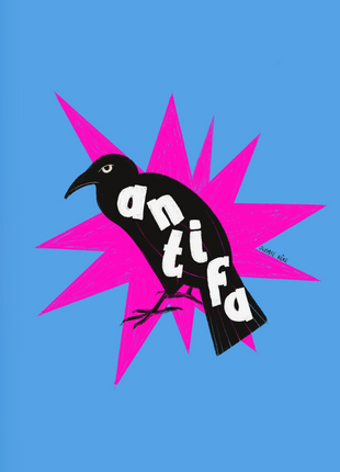 Corbeau antifa — Illustration digitale