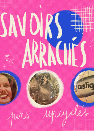 Savoirs Arrachés — Lot de 3 badges upcyclés de vieux livres (32 mm)